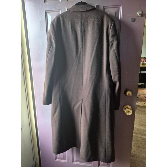 Vintage Hettlage 100% wool mens trench coat dark brown in‎ color size large - Picture 7 of 8